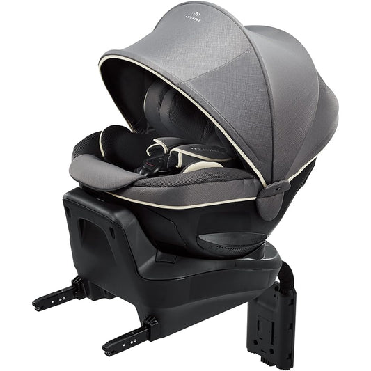 Carmate (Alebebe) Child Seat ISOFIX R129 Rotating Type Can Be Used From Newborns Crutto R Glance 2 Calm Gray Jumping Harness Equipped BF146 Sunshade L