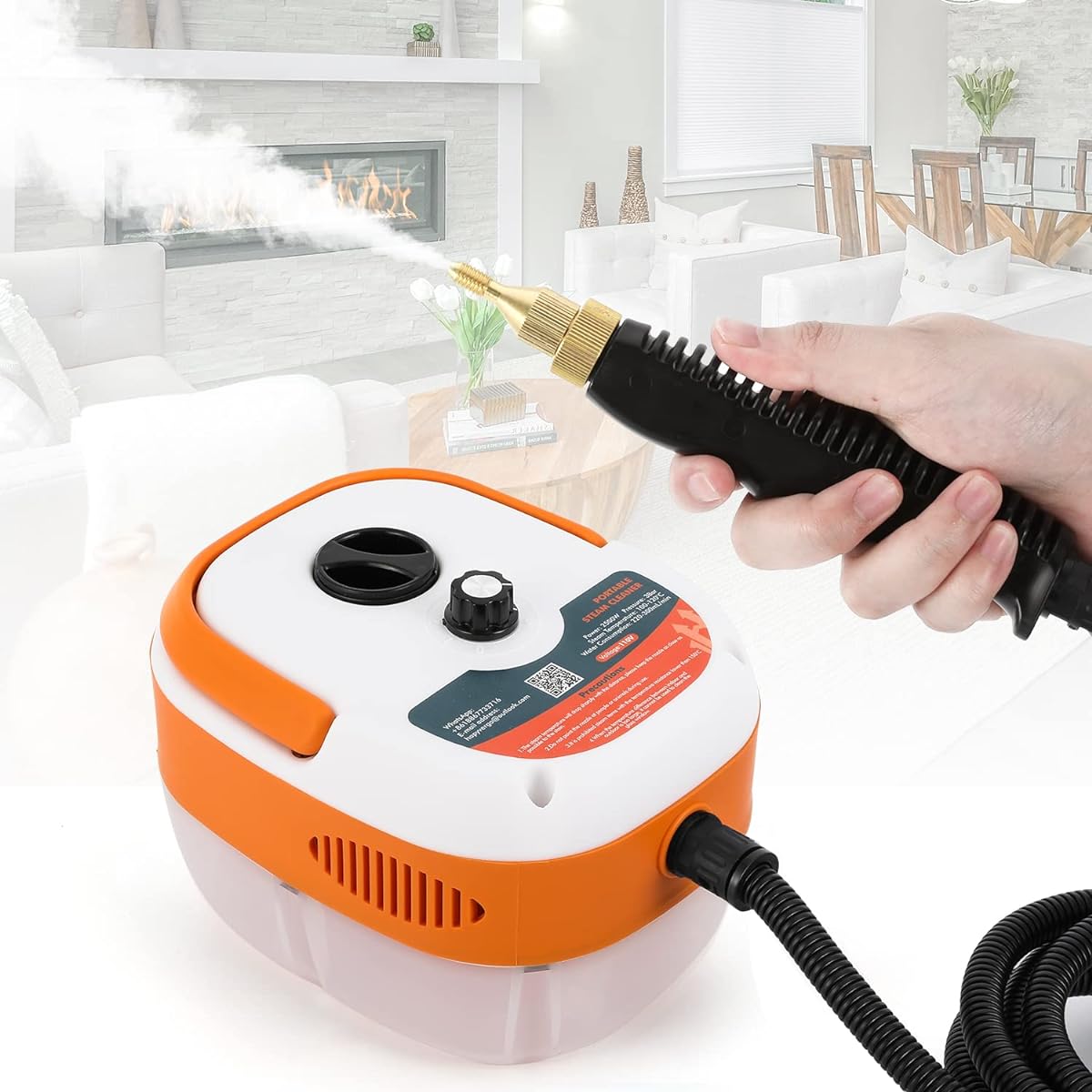 Hapyvergo High Temperature Steam Cleaner, 20S Fast Heat, 1600W Powerful Operation, Large Capacity Water Tank, 105℃ High Temperature Disinfection Steam Cleaner, Household High Pressure Washer, Suitable for Kitchen/Range Hood/Cooktop, etc., 110V, Japanese