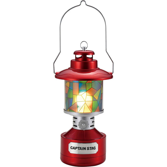 CAPTAIN STAG Camping Lantern Light Twin Light LED Lantern with Stained Glass Style Sheet