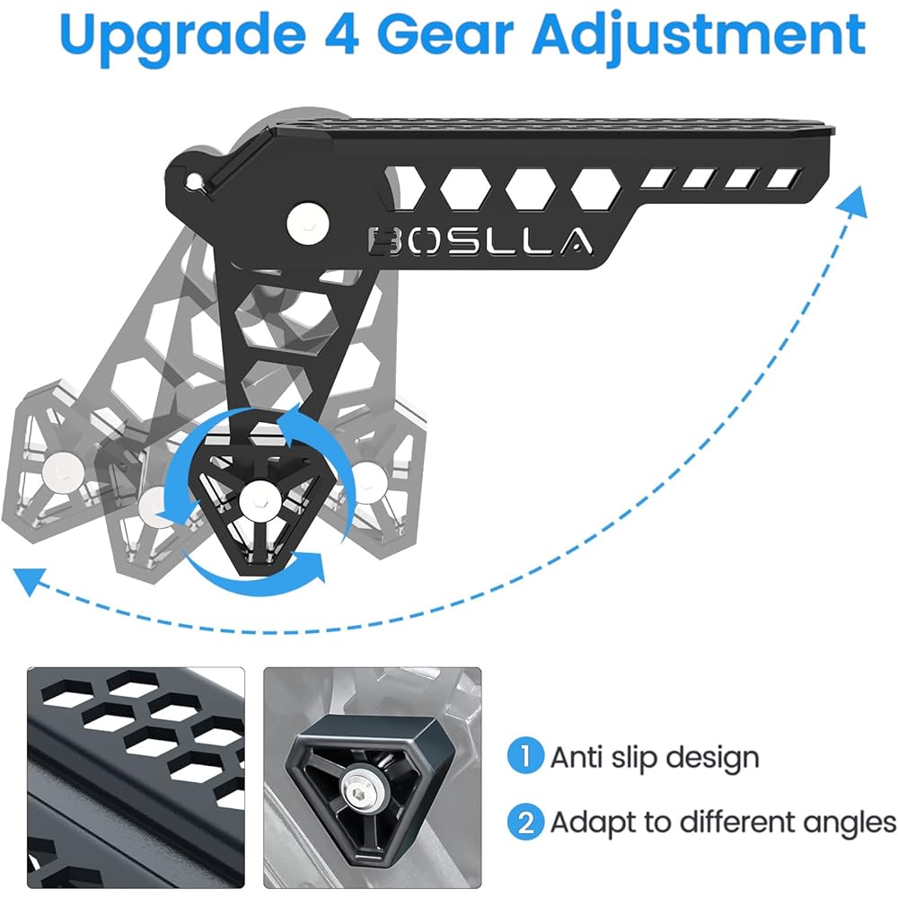 BOSLLA Universal Card Astep Door Latch Step For Roof Access Dore Step Folding Rooflack Step Up Hook Step Up Hook For SUV Track vehicles with 4 gears (black)