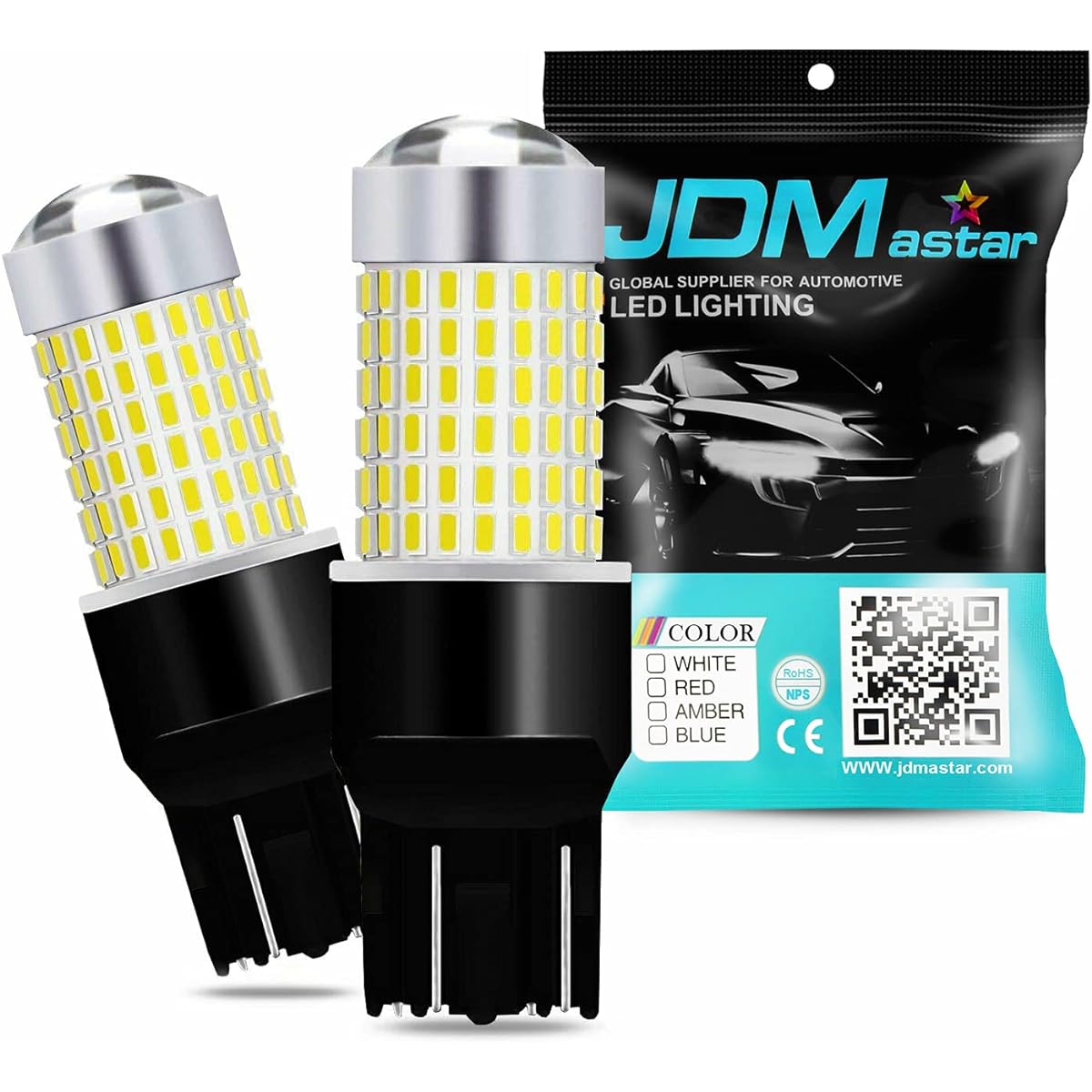 JDM ASTAR 1200 Lumens Extremely Bright 144-EX Chipsets 7440 7441 7443 7444 992 LED Bulbs with Projector, Xenon White