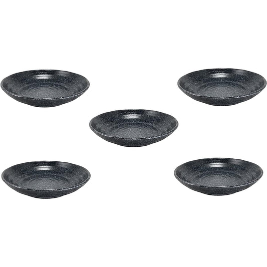 MARUKEI Round Plate / 23cm Round Deep Plate 1L Stone Grain Made in Japan Unbreakable Dishwasher Safe Stackable "Takumi-an" D258 ISM 5 Piece Set [Commercial Set]