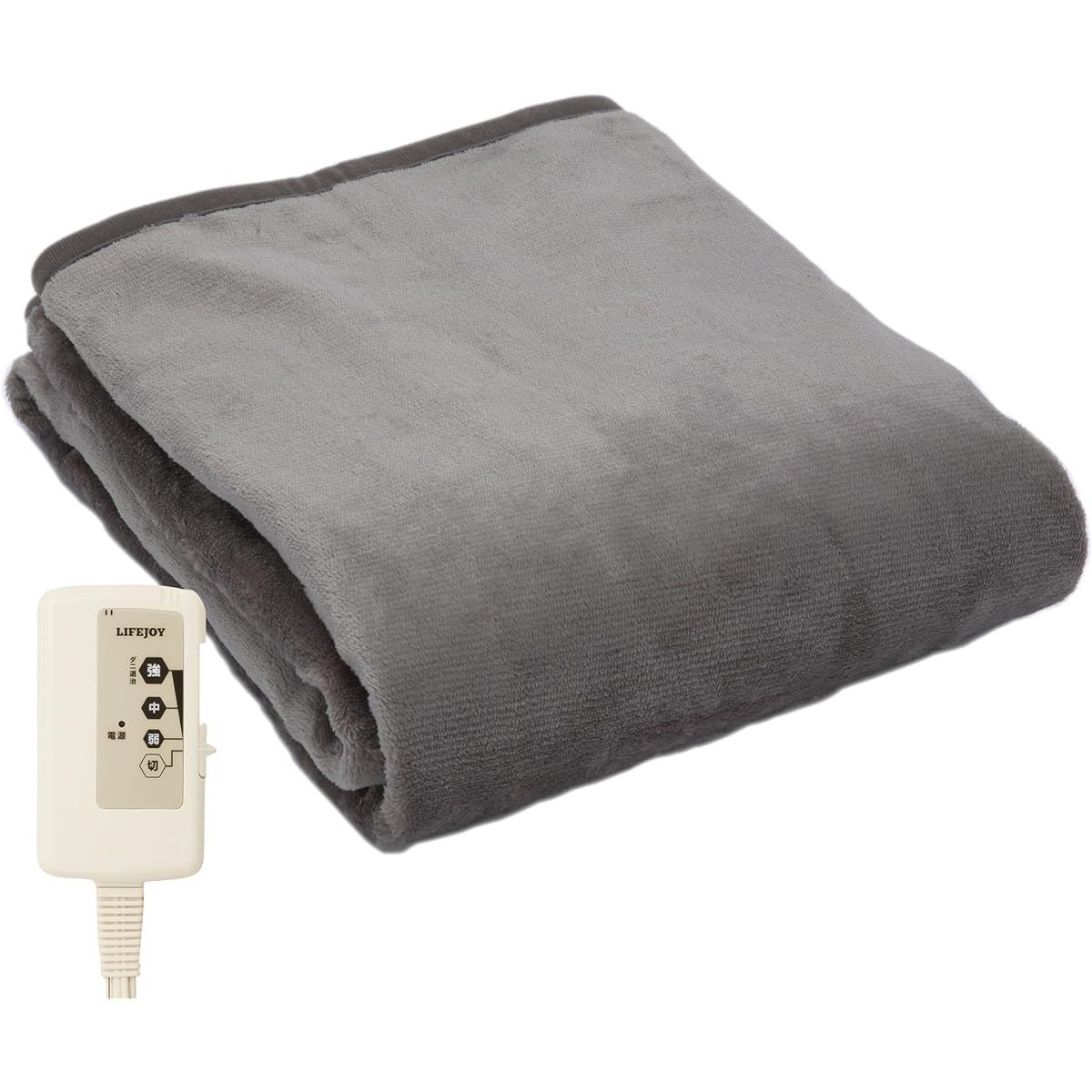 Life Joy JCA552H Electric Blanket, Made in Japan, 140 x 80 cm, Gray, Washable, Energy Saving, Fluffy