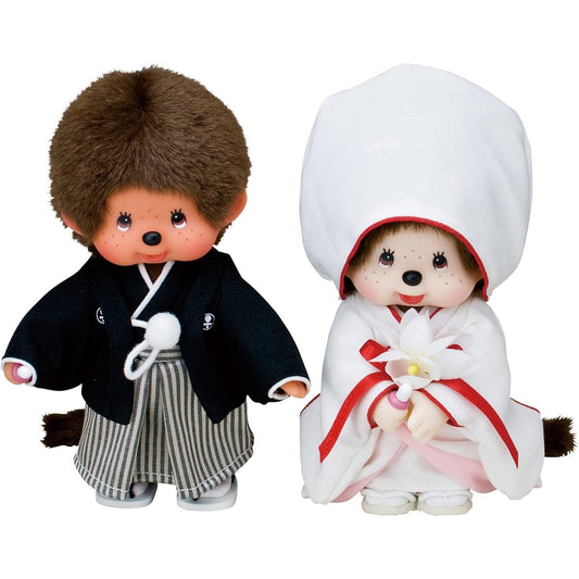 Sekiguchi Monchhichi Japanese Wedding Set Plush Toy Box Height Approx. 27cm