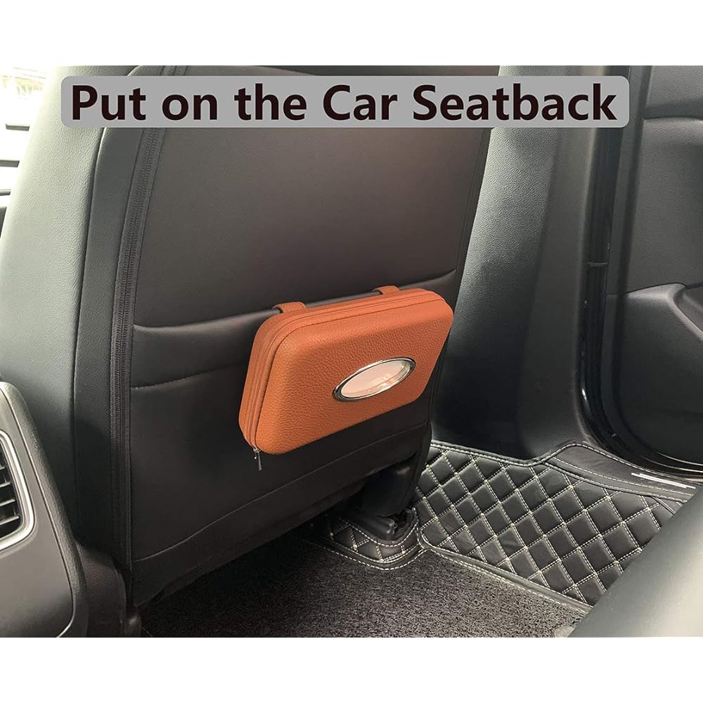 CARTISEN Car Tissue Holder Sun Vizer Napkin Holder Viser Tissue Holder PU Leather Back Teet Tissue Case Holder Car (Brown)