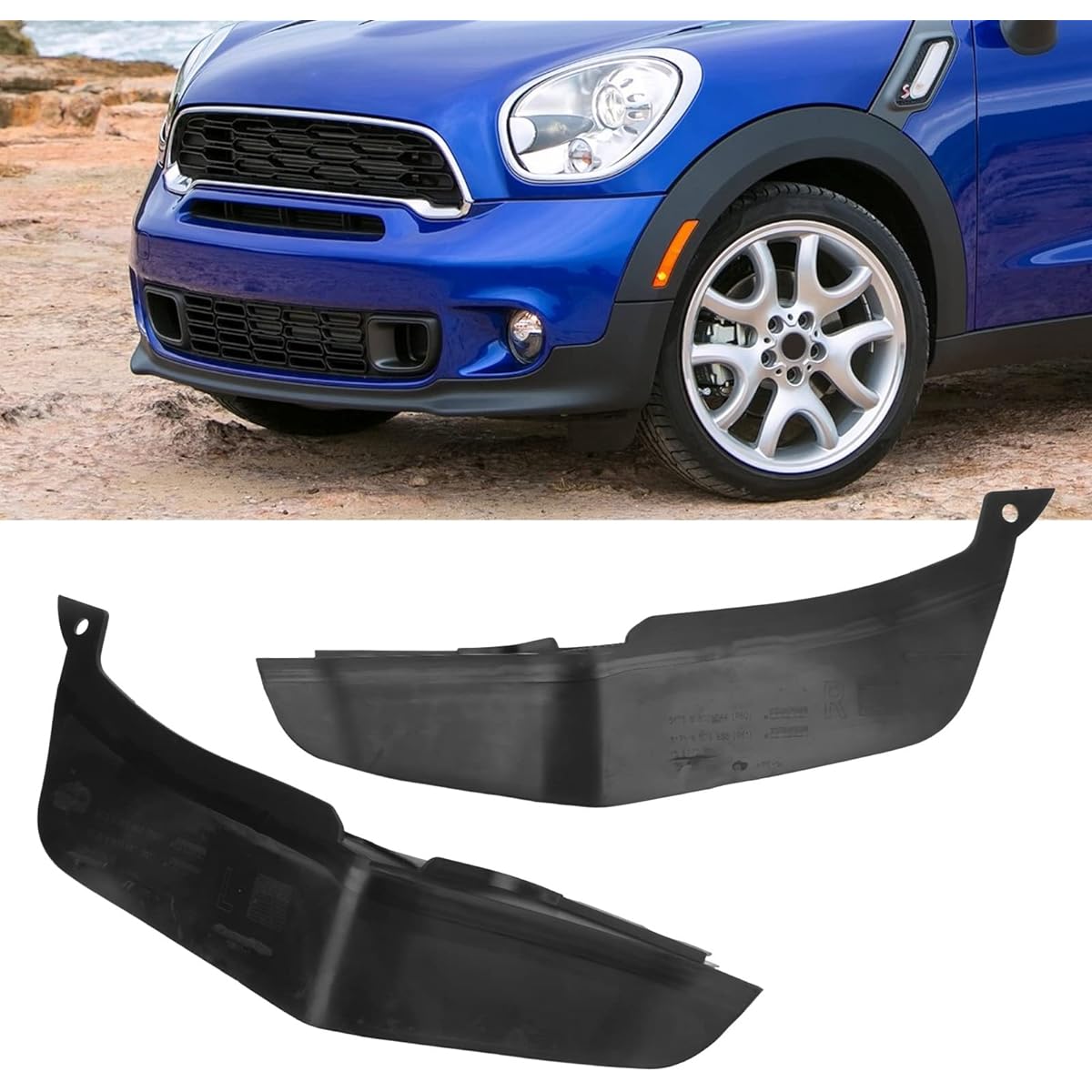Qiilu Front Bumper Splash Guard Pair Front Bumper Splash Guard Low Pressure Lip 51119802643 Replacement for John Cooper Works Paceman and Countryman Base