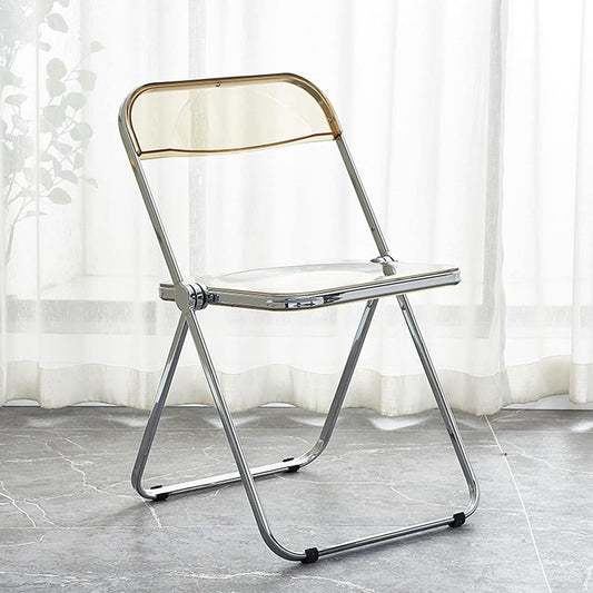 Hagure Muton Pipe Chair, Transparent Folding Chair, Clear Chair, Stacking Chair, Conference Chair, Lightweight, Indoor, Scandinavian Interior, Space Saving, Simple, Stylish Chair (Amber)