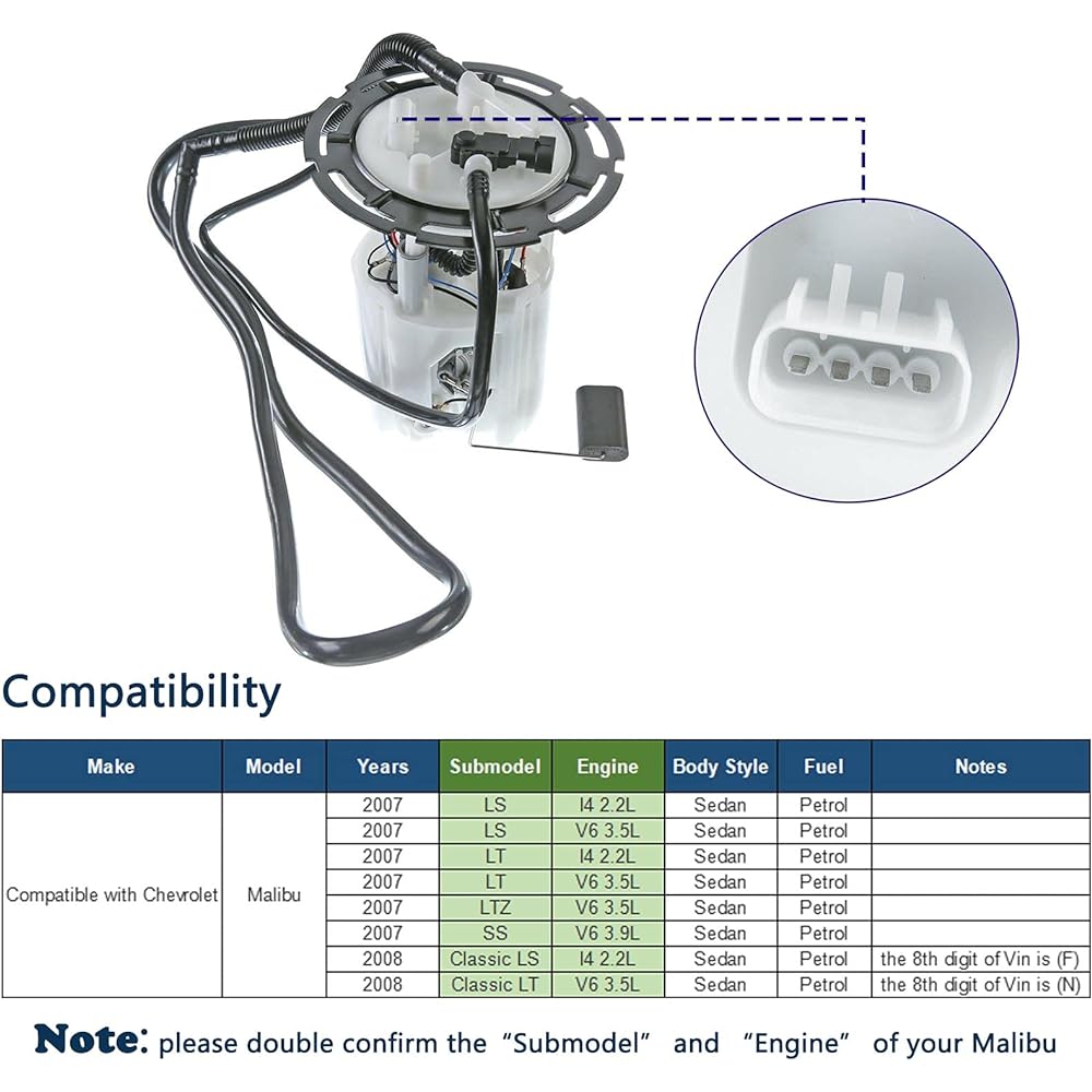 CHEVROLET MALIBU 2007-2008 2.2L 3.5L fuel pump assembly