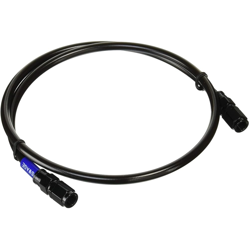 SWAGE LINE Easy Order Brake Hose General Purpose Hose Straight Fitting Aluminum (Black) Black Smoke Hose 850mm BAKB-1010M-0850