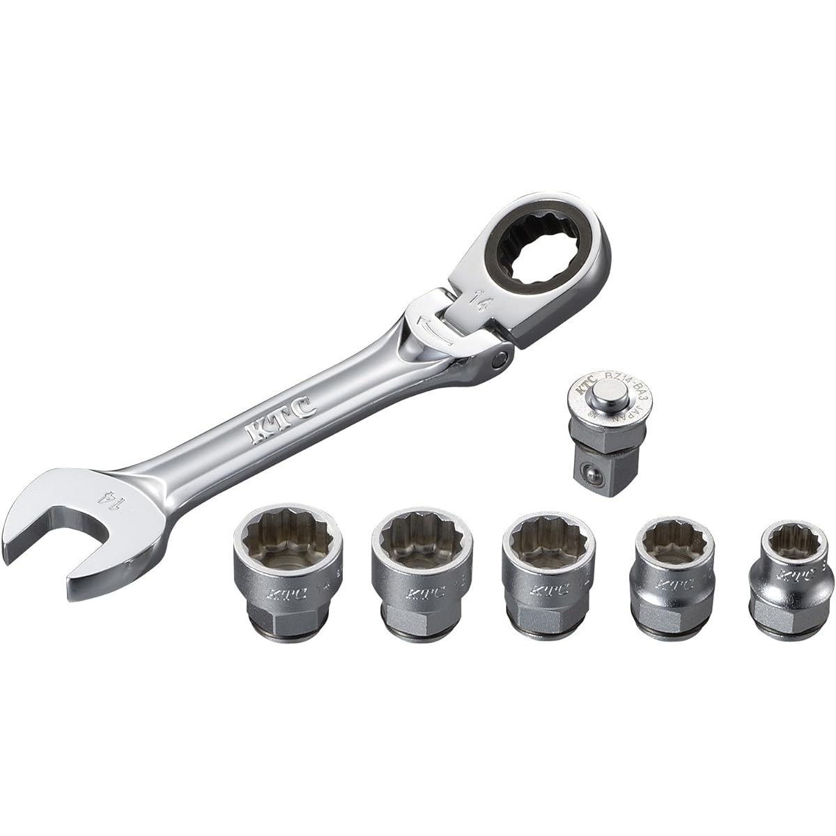 Kyoto Machinery Tools (KTC) Ratchet Glasses Socket Set with Drive Angle Adapter TBZ1407 Drive Angle: 9.5mm