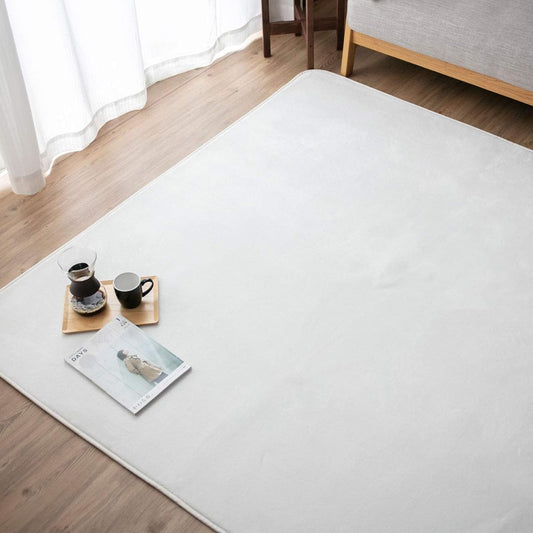 Replac All Carpet Rug, Approximately 4 Tatami Mats, Rug Mat, 200 x 300cm, Washable Mat, Fluffy Texture, Flannel, Non-Slip, Compatible with Hot Carpets, Dust Mite Resistant Rug, For All Seasons, Muji Pattern, White