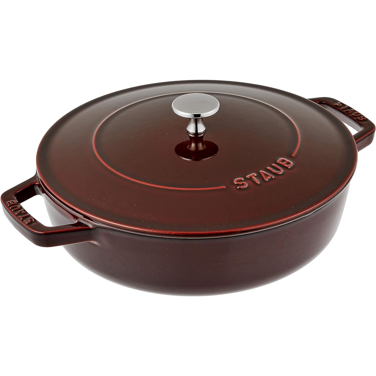 staub "Blazer Saute Pan Grenadine Red 24cm" Two Hand Cast Enamel Pot Shallow Sukiyaki Compatible with IH [Authorized Japanese Product] Blaiser 40511-512