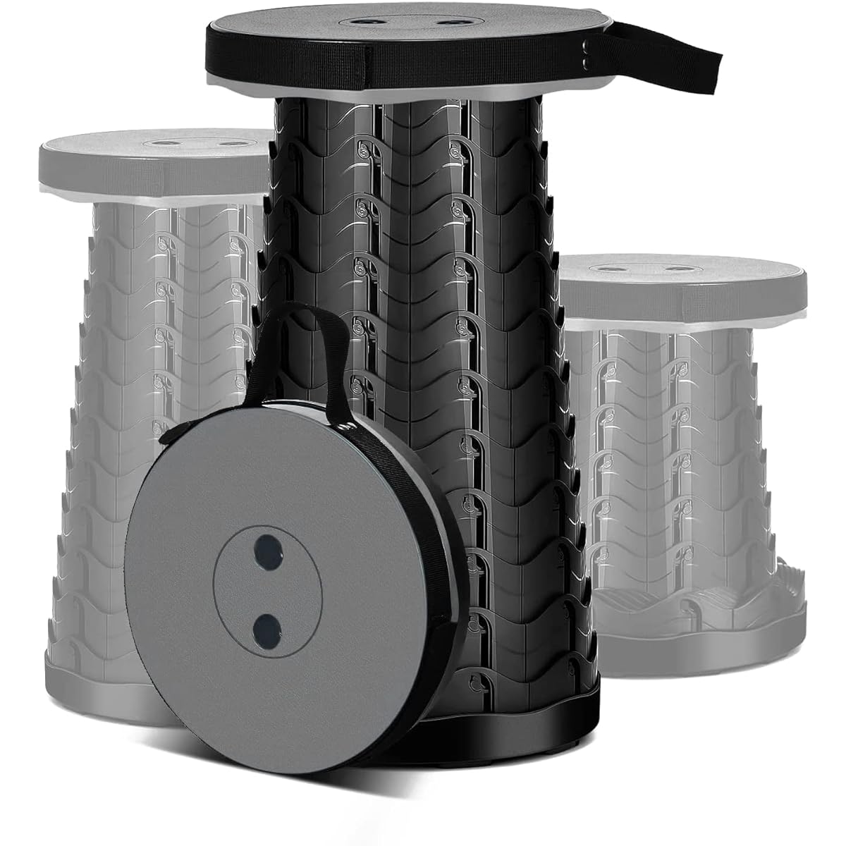 KMAKII Folding Chair, Lightweight, Compact, Load Capacity 180kg, Outdoor Camping Chair, 12 Level Height Adjustment, 6.5-45cm, Portable, Can Open and Close in 1 Second, Telescoping Stool, Waterproof, with Handle, Shoulder Bag, Portable, Fishing/Fests/Spor