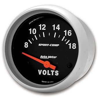 AUTO METER 3592 SPORT-COMP Electrical Voltanometer Gauge Regular 2.65 inches