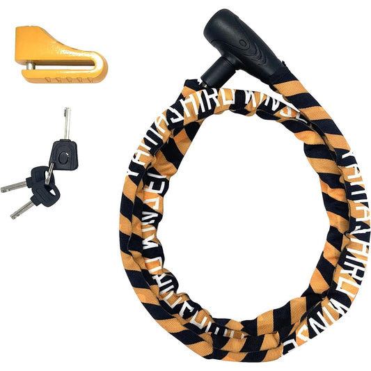 Yamashiro Motorcycle Lock YKL-002 Disc Lock x Steel Link Lock Yellow 1500mm 2-piece Set Product 3 Common Keys Included YKL002SLD-1500YE