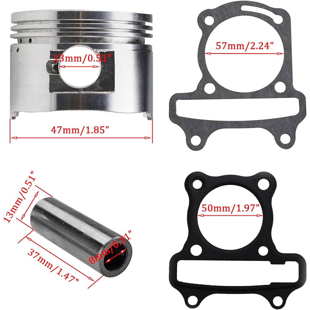 DEHE 47mm Piston Ring Kit Kit with Assembly Head and Base Gasket