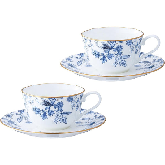 Noritake Cup & Saucer (Pair Set) (Coffee Tea) 220cc Blue Sorrentino 2 Bone China P59387A/4562