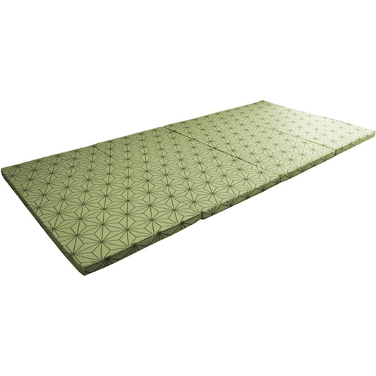 [Achilles] Mattress, Even Harder in the Lower Back, Single Futon, Back Pain, Quadrifold (Compact Storage), Back Pain, Japanese Pattern (Hemp Leaf), Green, AK-518 GRN