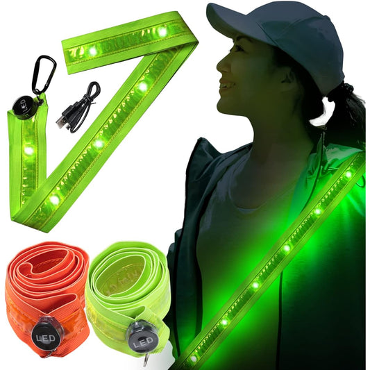 [LINO PLANET] Running Light LED Belt Reflector Night Safety USB Charging Rechargeable Sash Reflective Band Safety Equipment Luminous Fluorescent Bicycle Walking