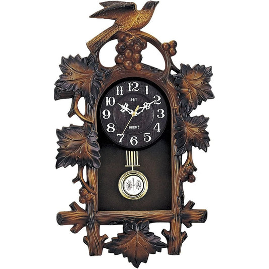 Higashide Lacquerware Table Clock Brown Size: 37.5 x 8 x Height 62cm