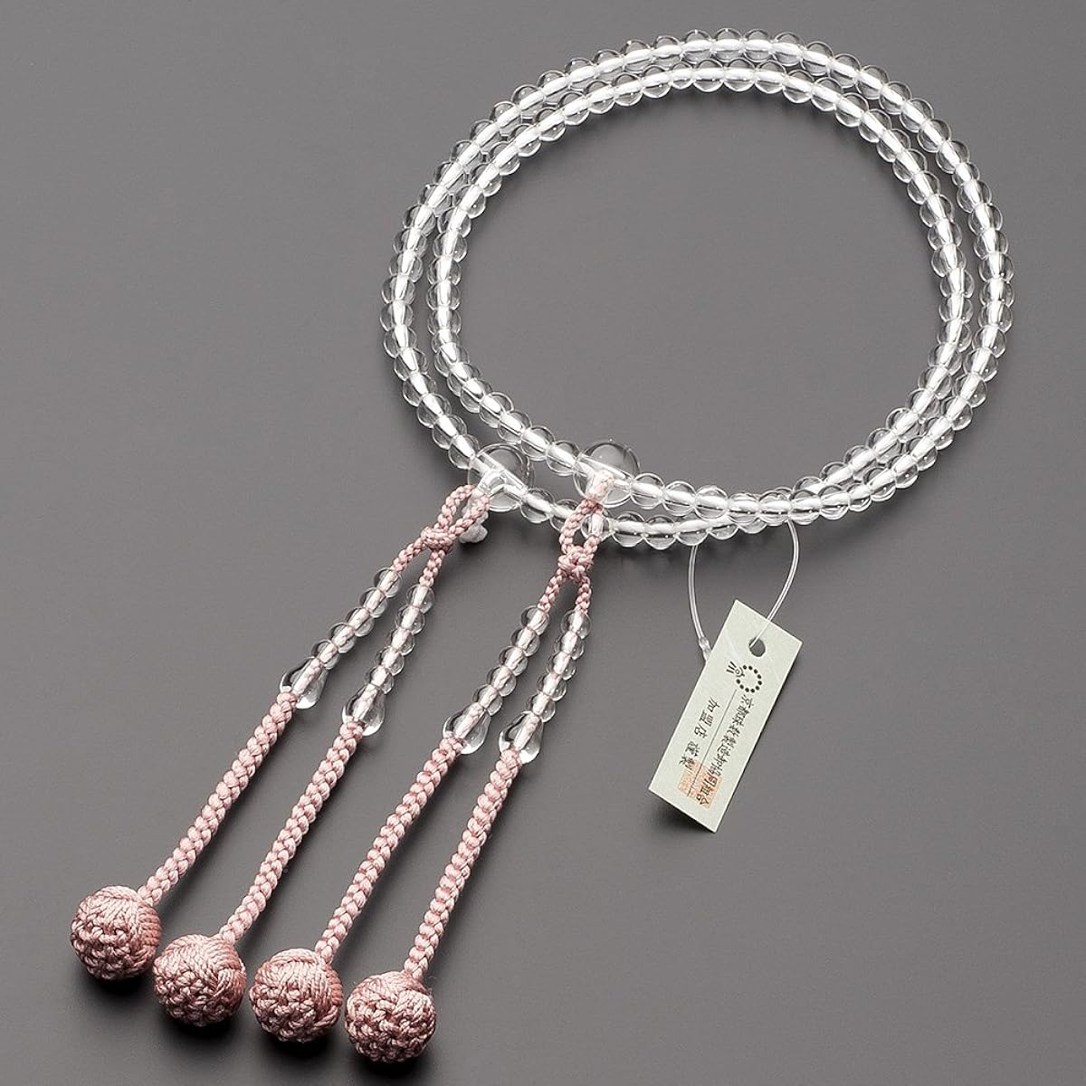 Butsudanya Takita Shoten Prayer Beads, Shingon Buddhist Beads, For Women, Genuine Crystal, 8 inch, Pure Silk Hanbantou ◆ Kyoto Prayer Beads, Bi-wheeled Beads, Oshimun, Official Prayer Beads (Comes