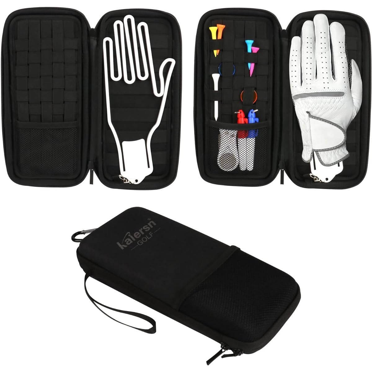 Iptienda Golf Accessory Case, Golf Supplies, D-Ring Included, Golf Tee Case, Multi Pouch, Golf Pouch, Golf Gift, Can Store Golf Gloves, Golf Parts Storage Case, Golf Tee Storage, Portable Storage Bag, Men's - Black