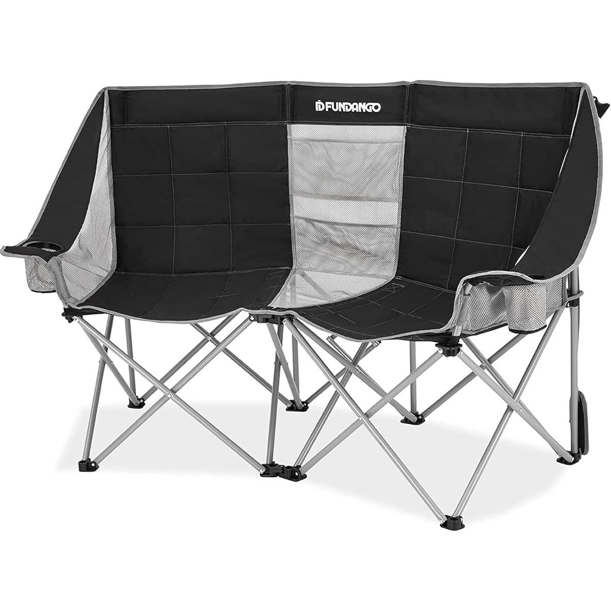 FUNDANGO Outdoor Chair, Two-seater Camping Chair, Folding Chair, Load Capacity 200kg, Couple Chair, Width 137cm, Double Sofa Chair