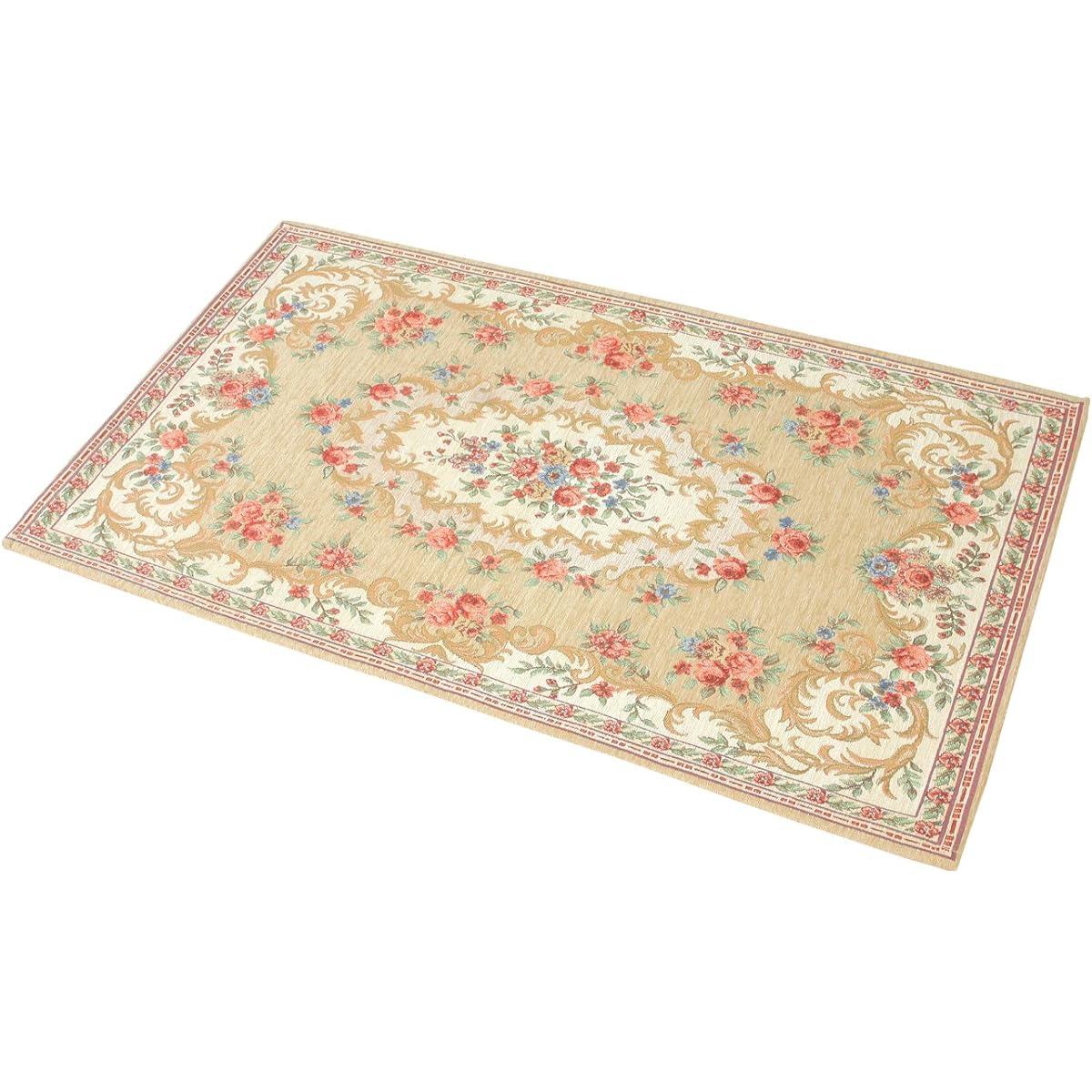 Washable interior mat series Gobelin style chenille mat Bordeaux 90 x 140 cm Beige 5382