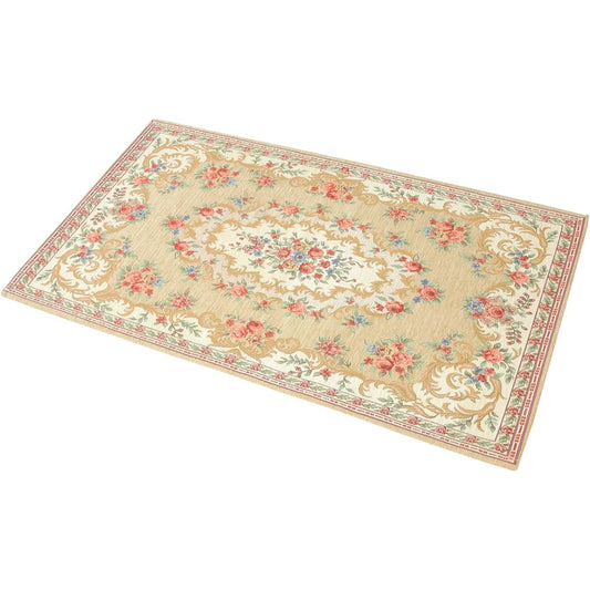 Washable interior mat series Gobelin style chenille mat Bordeaux 90 x 140 cm Beige 5382