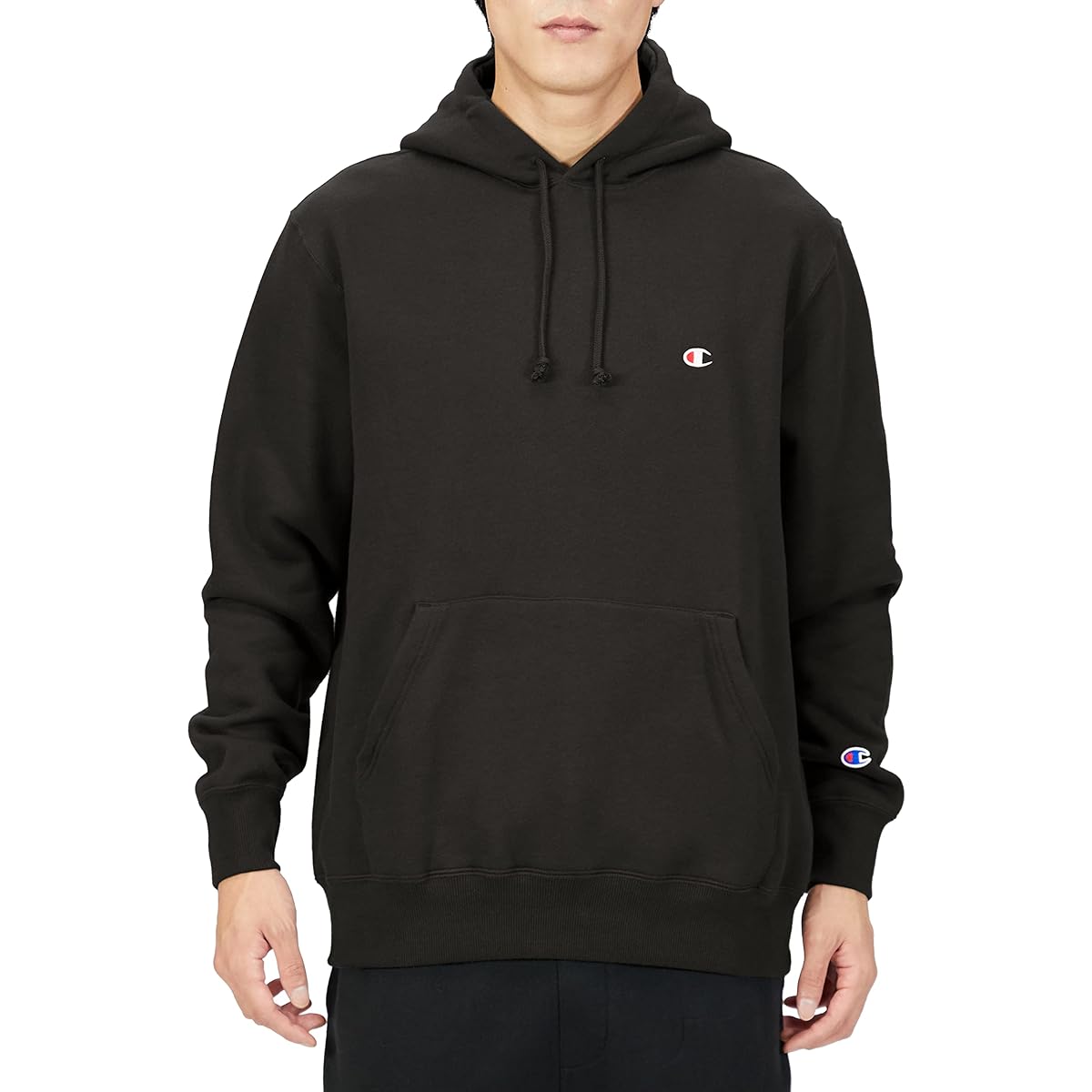 Champion C3-W105 Men's Hoodie, Long Sleeve, One Point Logo, Hooded Sweatshirt