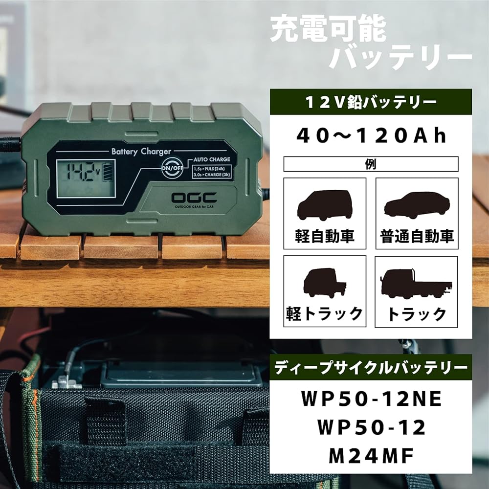 Amon OGC Battery Charger Charger 12V Lead Battery 40-120Ah Application Deep cycle battery compatible Automatic charging mode removal function "Portable power supply system" 8625