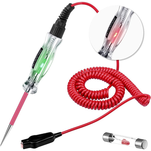 Winamooo Dual Color LED bulb automobile Circuit Tester 6-24V Test Light 135 inch Extended Spring Wire Spring Stainless Steel Prob Vehicle Low DC voltage Auto Light Tester