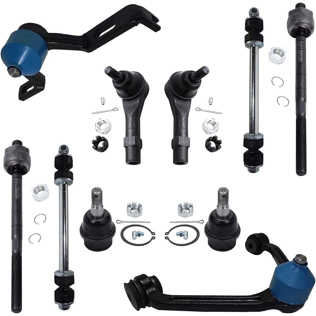 Detroit Car Axis - Complete 10 Piece Front Suspension Kit Ford Explorer - 2 Piece Upper Control Arm Design and Ball Joints, 2 Lower Ball Joints -Torsion Bersus Spension only.