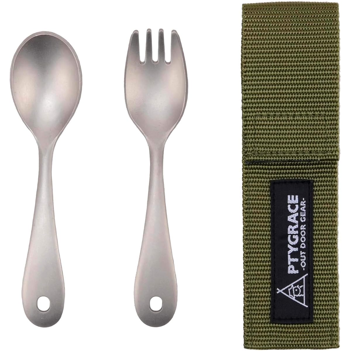 Katari Shoji PTYGRACE Outdoor Titanium Spoon Fork Set Lureel with Storage Case Made in Japan