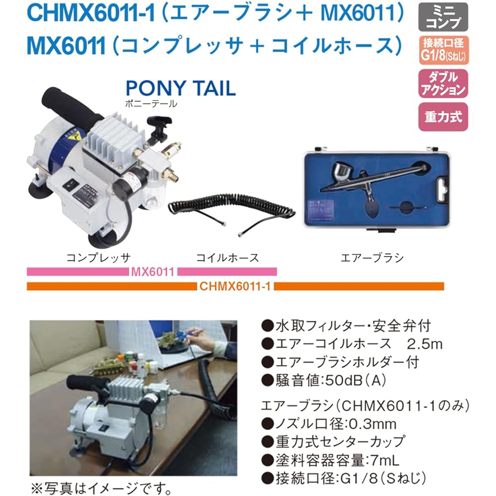 ANEST IWATA AIRREX Mini Compressor (Compressor + Air Brush + Coil Hose) CHMX6011-1