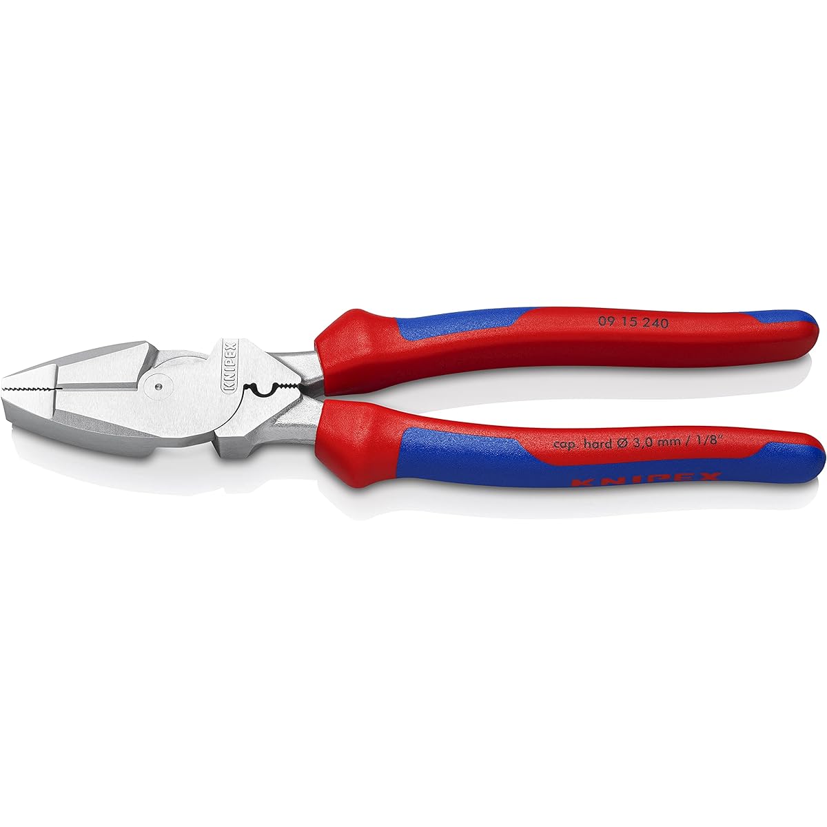 KNIPEX Strong pliers with crimping for overhead line work Comfort grip handle Chrome plated specification Total length 240mm 0915-240