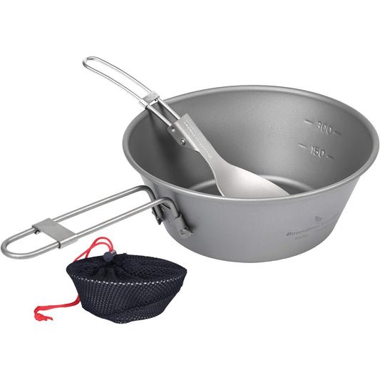 Titanium Shella Cup 300ml 450ml Foldable Titanium Bowl for Outdoor Camping BBQ Folding Spoon