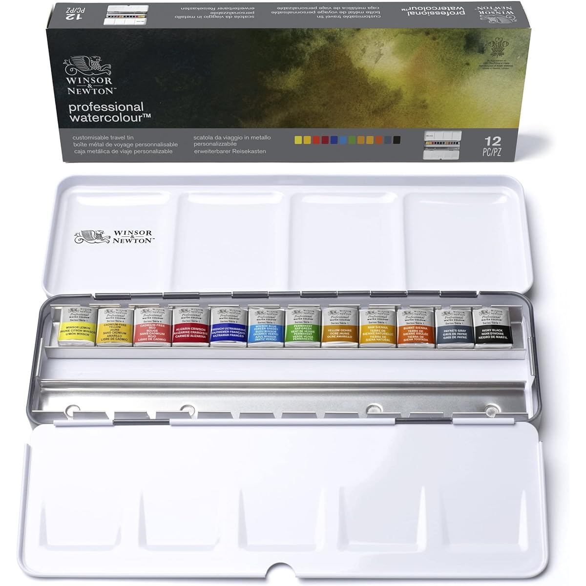 Winsor & Newton Winsor & Newton Artist Water Color Half Pan 12 Color Set Black Box Set