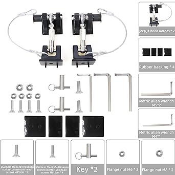 SUKEMICHI JK Bonnet Latch Jeep Rock Food Latch Jeep Langler JK Unlimited Sahara 2007-2017 Bonnet flutter eliminated aluminum 1 pair