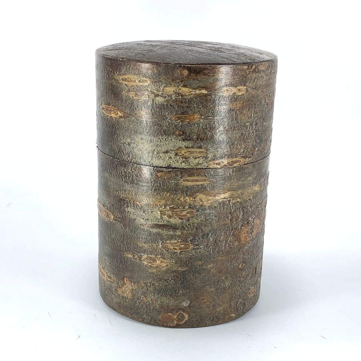Fujiki Denshiro Shoten [Kakunodate Denshiro] Tea caddy, birch work, large marbled tea caddy
