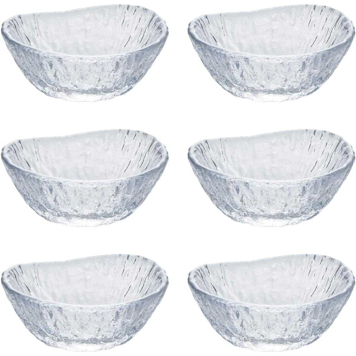 ADERIA Shonai Craft Glass Tableware Small Bowl Clear Diameter 7.5 x Height 6.8cm Sleet Bean Bowl Pack of 6 Made in Japan Crystal Glass F-70395
