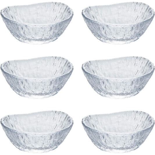 ADERIA Shonai Craft Glass Tableware Small Bowl Clear Diameter 7.5 x Height 6.8cm Sleet Bean Bowl Pack of 6 Made in Japan Crystal Glass F-70395