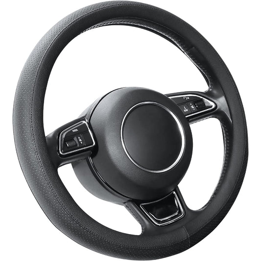 SEG Direct Steering Wheel Cover Auto Steering Wheel Cover Anti-Slip Microfiber Leather for Outer Diameter 35.5-36cm Black