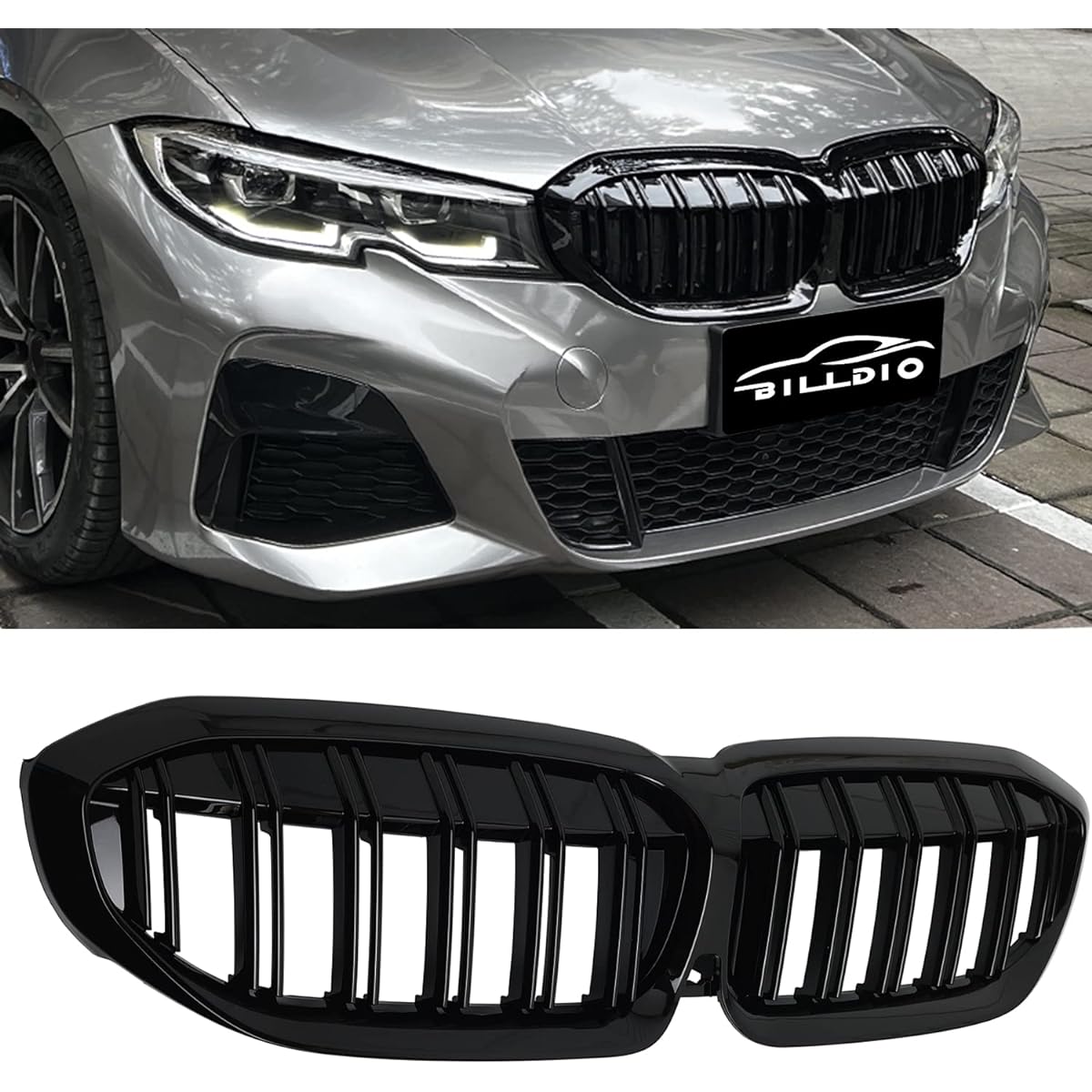BILLDIO Front Kidney Grill Gloss Black Grill BMW 3 Series G20 2019 2020 2022 2022 316i 320i 328i 330i 335i 340i Compatible with double slats