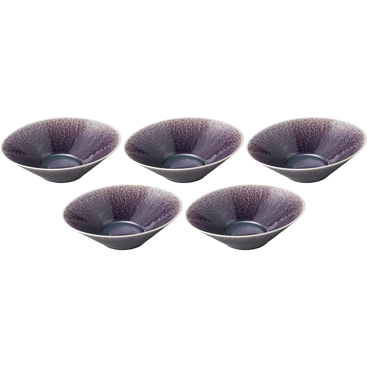 Set of 5 Amethyst stone type 7.5 oval bowl [23.5×18.5×6.5cm] | Large bowl