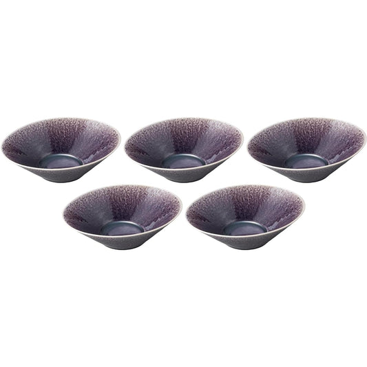 Set of 5 Amethyst stone type 7.5 oval bowl [23.5×18.5×6.5cm] | Large bowl