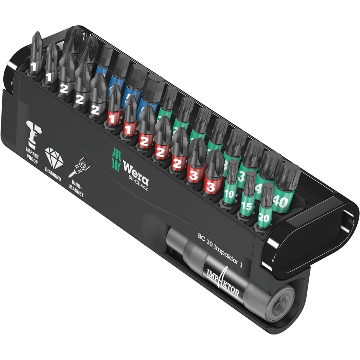 Wera 05057690001 | Bit Check 30 Impactor 1 Bit Set, 30 Pieces