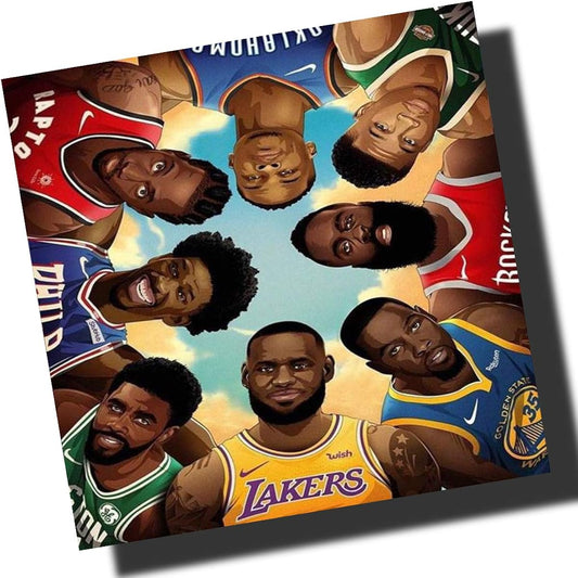 NBA All Stars Made Overseas Sports Graphic Art Panel Wooden Wall Hanging Poster Interior