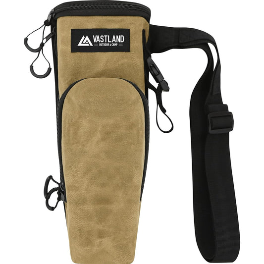 VASTLAND Peg Bag Peg Case Double Zipper Structure Waxed Canvas Fabric Waterproof/Water Repellent Finish Tan