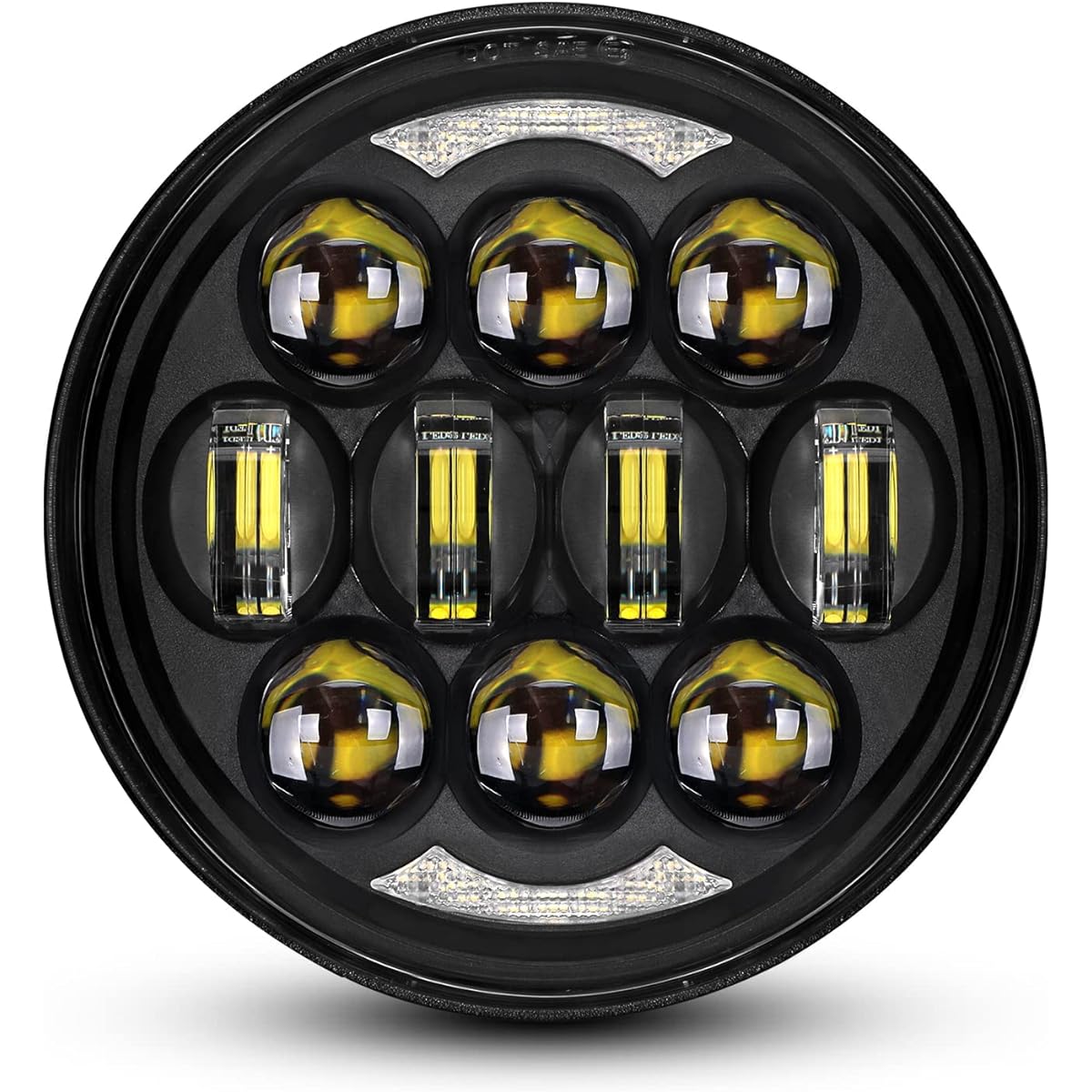 2017 Latest 80W Oslam Chip 5-3/4 inch 5.75 inch Round LED Project Day Maker Headlight Harley Davidson Auto Bay Black